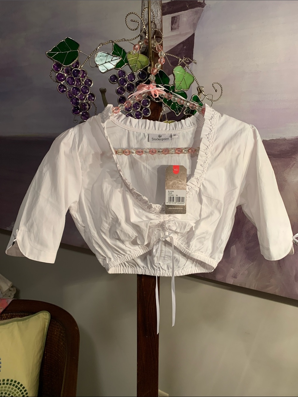 NWT From Germany Stockerpoint dirndl ruffled neckline drawstring front Size 34
